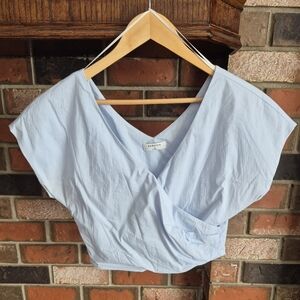 Babaton Light Blue Wrap Blouse